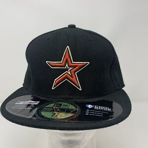 Vintage Houston Astros New Era Cool Base Hat Cap 59Fifty Size 7 5/8 Black USA