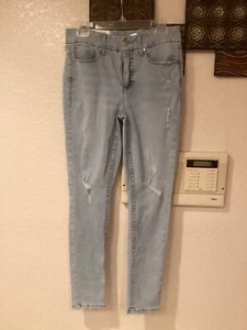 Seven7 bauchfreie Skinny-Stretch-Damenjeans hoher Bund leicht blau 32”W 30”L Größe 8 - Bild 1 von 6