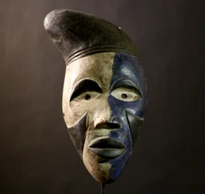Tribal African Lulua Mask Handcrafted Wood Wall Art Home Decor Piece-G4383 - Picture 1 of 24