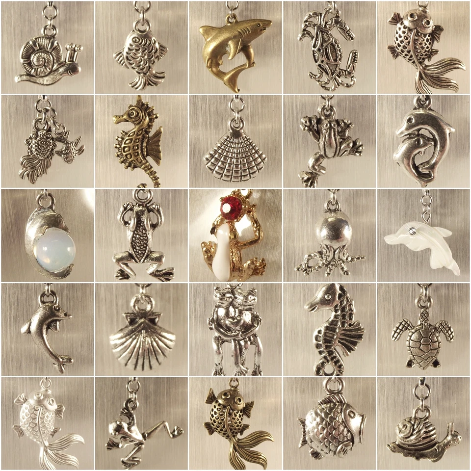♥ Themencharms Charm Anhänger : Ozean Meer Fluss Hai Delfin Krabbe Frosch ♥ - Bild 1 von 1