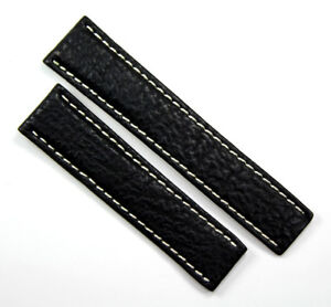 22mm /20mm German RIOS Shark Skin Leather for Breitling Deployant Clasp Band