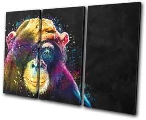 Impresión de imagen colorida de arte de pared de lienzo agudo de animales chimpancés chimpancés - Imagen 1 de 1