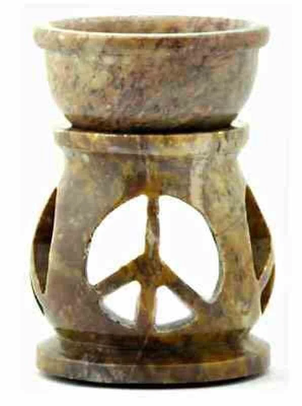 Peace Sign Carved Aroma Lamp + 3 Tea Light Candles - Image 1 of 1