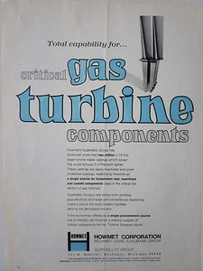 10/1972 PUB HOWMET PECHINEY UGINE KUHLMANN J-79 TURBINE BLADE F-4 PHANTOM AD - Picture 1 of 1