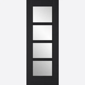 Internal Vancouver Charcoal Black 4 Panel Clear Glazed Door - Picture 1 of 3