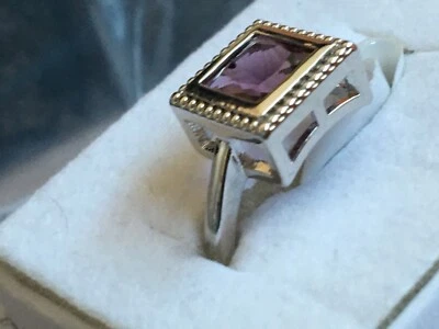 Anillo Bomb Party Rich Amatista Chapado en Rodio RBP Talla 8 Nuevo en Caja Foto 1 de 4