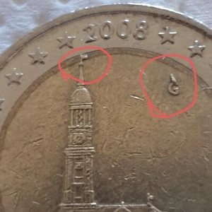 2 EuroMünze, 2008, Hamburg, G, Fehlprägungen, Prägefehler,Doppelprägung, SELTEN - Bild 1 von 22