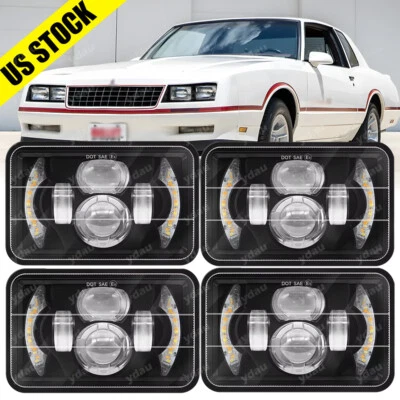 4 件 适用于雪佛兰 Monte Carlo SS 1980 - 1988 4x6 英寸 LED 车头灯 DRL 高/低光束 — 第 1/4 张图片