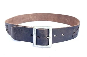 Vintage Aged Brown Leather Lace X Belt Size  M Upcycled Size 34 - Picture 1 of 9