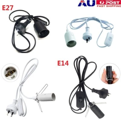 1.8M E27 E14 Cable Cord Pendant Lamp Light Bulb Holder Socket Base With Switch - image 1 of 4