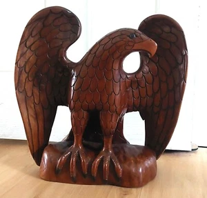 Vintage handgeschnitzte Eisenholz Adler Figur unsigniert groß 15"x15" - Bild 1 von 14