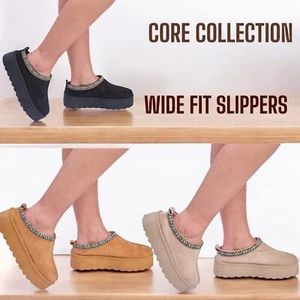 CORE COLLECTION'S DAMEN DAMEN BEQUEME FLAUSCHIGE GROBE PLATEAU HAUSSCHUHE  - Bild 1 von 17