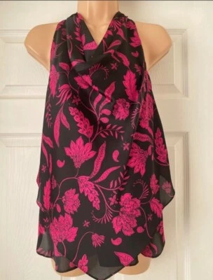 Bcbg Maxazria Black Pink Floral Sleeveless Top Size XXS New  - Image 1 of 4
