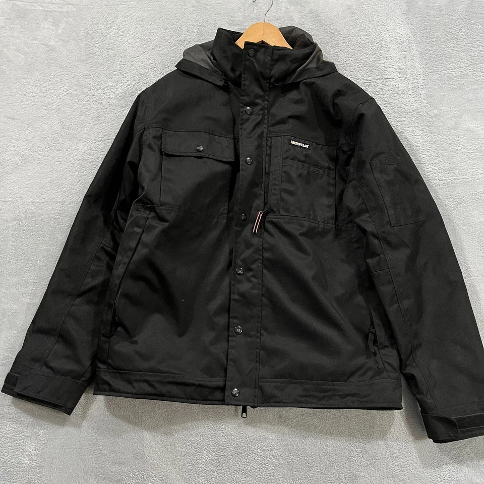 CAT Caterpillar мужской большой рабочей одежды переопределенный черный серый куртка с подкладкой стеганая - Изображение 1 из 4