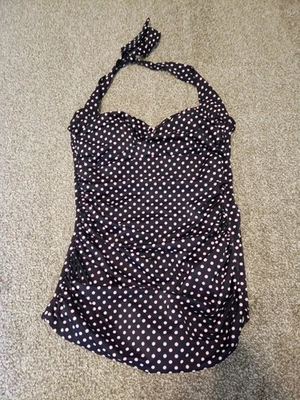 Traje de baño Suddenly Slim By Catalina de una pieza negro lunares halter talla L  Foto 1 de 4