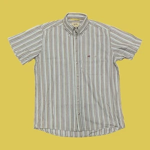 Camel active Herren Hemd Gr. M kurzarm grün/creme Streifen Freizeithemd Regular - Bild 1 von 8