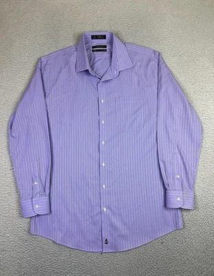 Camisa Nordstrom Para Hombres 17 34/35 Púrpura Rayas Ajuste Ajuste Sin Arrugas Vestido Algodón Foto 1 de 4
