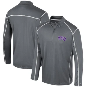Men's Colosseum Black TCU Horned Frogs Cameron Quarter-Zip Windshirt - Picture 1 of 3