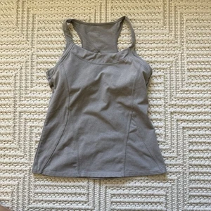 Athleta Tank Top  Gray Athletic Racerback Built In Bra Size S Yoga Athleisure - Picture 1 of 8