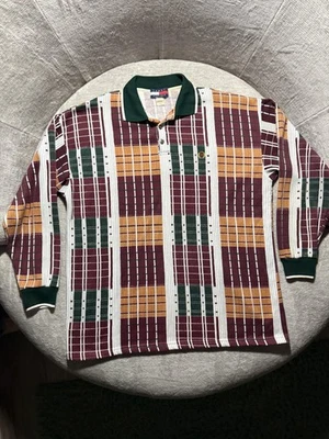 Camisa Polo Tommy Hilfiger Para Hombre XL Multicolor Manga Larga Hecha en EE. UU. 90s Foto 1 de 4