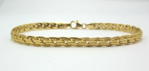 STUNNING 18K YELLOW GOLD FLAT BYZANTINE (7-3/4") CHAIN BRACELET 5.8G - Picture 1 of 8