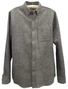Club Monaco Shirt Mens Medium Button Up Gray Black Flannel Workshirt Shacket - Picture 1 of 11