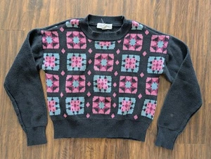 Size 8 10 Nordstrom Treasure & Bond Black Geometric Sweater Girl Pink - Picture 1 of 4