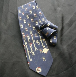 FRANK LLOYD WRIGHT Bird in the Cage Navy Silk Tie - Picture 1 of 4