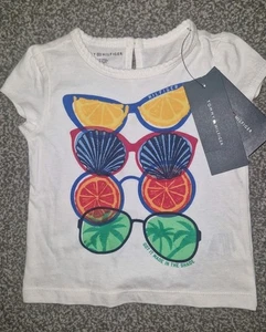 TOMMY HILFIGER sunny Logo Girls Long Sleeve Cotton Top 12 months - Picture 1 of 2