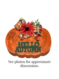Herbstdeko Hello Autumn Kürbis Schild Holz rustikal Tischdeko gebraucht - Bild 1 von 10