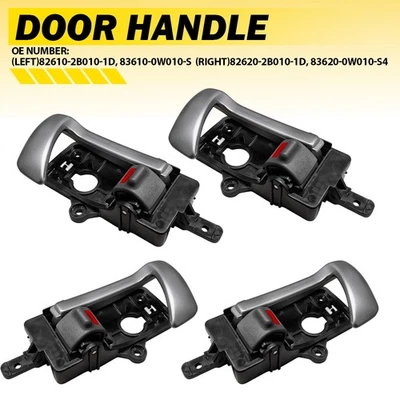 4PCS Interior Inside Inner Door Handle Set For 2007-2012 Hyundai Santa Fe Silver - Imagem 1 de 4