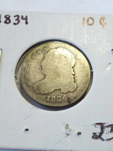 1834 10C Large 4 Capped Bust Dime AG/scratch - Picture 1 of 2