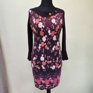 Joe Browns Brown Floral Button Detail Dress Long Sleeve size 12 Flutter Tunic - Picture 1 of 20