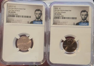 2025 P & D LINCOLN SHIELD CENT NGC MS68 2-COIN PENNY, FIRST DAY ISSUE ready Ship - Picture 1 of 1