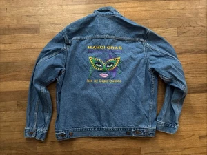 Chaqueta Negra Mardi Gras Torneo Denim Camionero Chaqueta Azul Denim Para Hombres L - Imagen 1 de 10