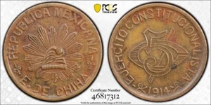 Mexico 1914 5 Centavos PCGS MS62BN Chihuahua KM-613 - Picture 1 of 2