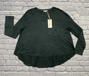In Loom Hi-Low Sweater Women’s M Pine Green Oversized Cozy Fairy - NEW - Picture 1 of 8