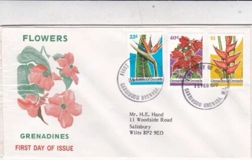 Grenada Grenadines 1979 Flowers FDC Carriacou cancel typed VGC - Image 1 of 1