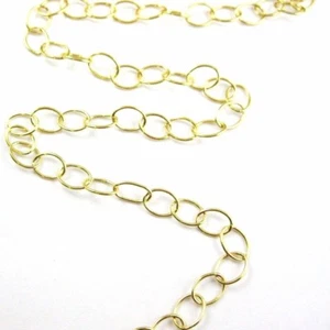 Cadena de plata esterlina chapada en oro al por mayor, cable ovalado redondo, cadena a granel de 8X6 mm - Imagen 1 de 4