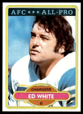 1980 Topps Football Card Ed White San Diego Chargers #190 NM - Image 1 of 2