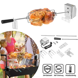BBQ Universal Grillspieß Set 117cm Rotisserie Drehspieß mit Edelstahl Motor 2023 - Bild 1 von 12