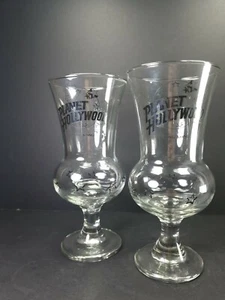 2x Retro Collectable Hurricane Coctail Beer Glasses Planet Hollywood Hong Kong - Picture 1 of 5