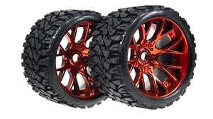 Trituradora de terreno de carreras de barrido todo terreno con cinturón rojo cromo Monster Truck goma Tir - Imagen 1 de 6