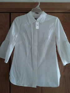 NWT Talbots  Button Up Off of White  Vintage Shirt Blouse Top Sz 2 - Picture 1 of 3