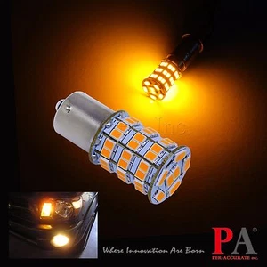 Pair P21W / G18 / 1156 Turn Signal Light Bulb 55 SMD LED Lamp ORANGE YELLOW - Picture 1 of 10