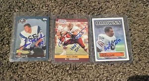 3  NFL HOF'ERS AUTOGRAPHED FOOTBALL CARDS- OZZIE NEWSOME, GRIMM , MACK GET ALL 3