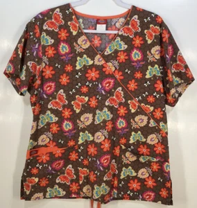 Top de mujer talla L grande de Dickies mariposas abejas flores marrón albaricoque - Imagen 1 de 5