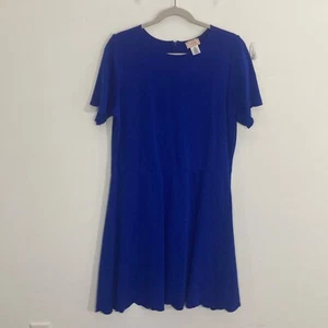 Love Ady Womens Dress Size 2X Blue Scalloed Hem Fit Flare - Picture 1 of 17