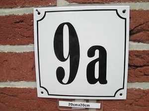 Número de casa mega grande esmalte nº 9a número negro fondo blanco 20cm x 20cm  - Imagen 1 de 12