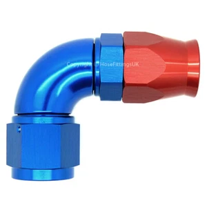 PTFE TEFLON® AN-6 6AN JIC 90 GRAD schwenkbar FULL FLOW Kraftstoff Geflecht Schlauchverschraubung - Bild 1 von 1